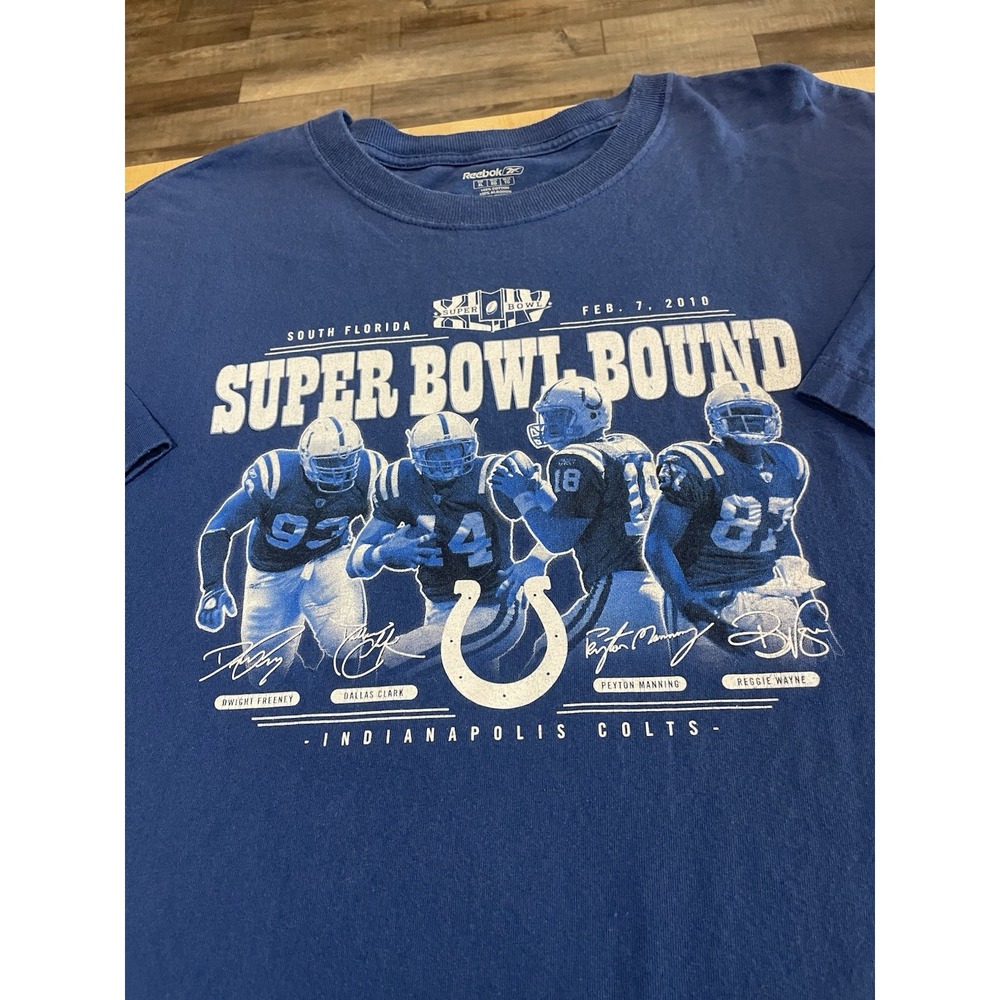 Reebok 2010 Colts Super Bowl Bound Graphic T Shirt Peyton Player Signatures XL